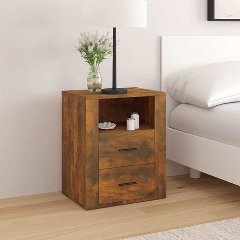 vidaXL Bedside Cabinet Smoked Oak 50x36x60 cm Engineered Wood (1/5)