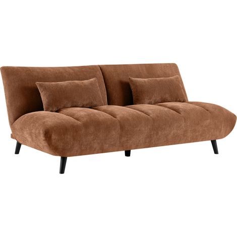 Canapé convertible 3 places en tissu chenille - Rouille - Peco