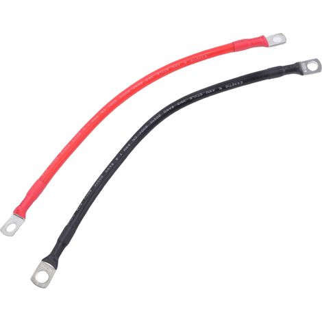 Ortviai Câbles de batterie 6 AWG 45 cm avec cosses en cuivre étamé 8 mm – 2 pièces, résistant à 200 °C