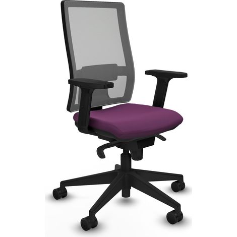 Horna sincro malla gris similpiel morado brazos 2D base piramidal  ruedas 65mm nailon (1/5)