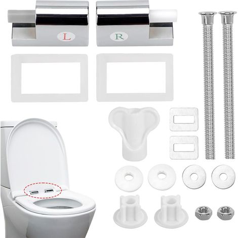 2 Pièces Fixation Abattant WC Charniere Abattant WC Fixation WC Fermer Lentement Ensemble Siège de Toilette pour Salles de Bains, Toilettes, Siège de Toilette Diverses Dans les Écoles et les Hôtels (1/5)