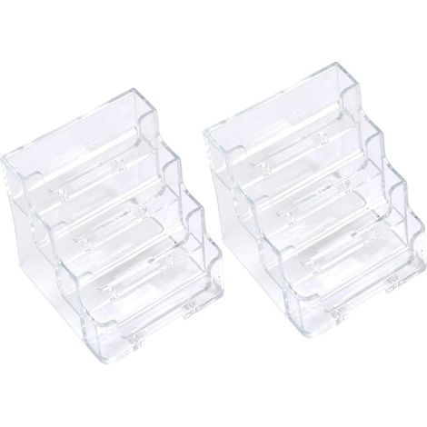 2 Stück Visitenkartenständer aus transparentem Acryl, 4 Fächer