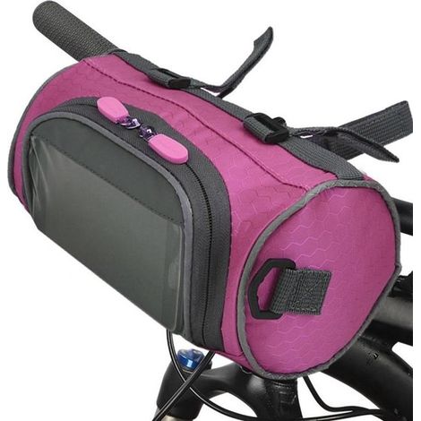 Borsa da manubrio per bicicletta con supporto per smartphone, impermeabile, per biciclette fino a 6,2 pollici, blu (1/5)