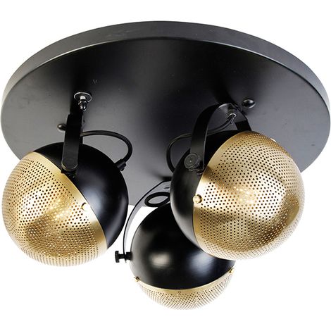 QAZQA Faretto haicha - Industriale - Acciaio - Oro/Ottone/Nero - Tondo/Sfera Max. 3 x Watt
