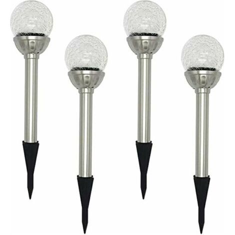 Lampes solaires de jardin d'extérieur, lot de 4 lampes solaires RVB 8 LED, lampe boule en verre craquelé à changement de couleur, autonomie de 6 à 10 heures. (1/4)
