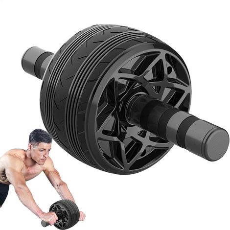 Roue abdominale double roue bleue plastique solide, exercice ventre/taille yoga/domicile (1/5)