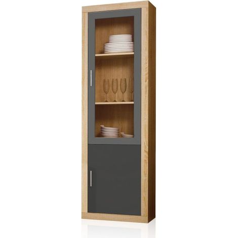 Vitrina alta de salón con gran capacidad 193,2 cm Nuka Cambria - Grafito (ancho) x 193,2cm (alto) (1/5)