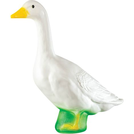 Grande Oie Blanche, Décoration de Jardin en Plastique, Hauteur 58 cm, Ornement Extérieur, Statue Volaille, Figurine de Pelouse, Résistant aux Intempéries