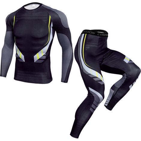 Combinaison Fitness Homme 2 Pièces Respirante Anti-Transpiration avec Coussinet Gel pour Sport TK174 (1/5)