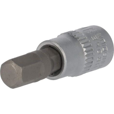 1 - Douille six pans creux - Acier chrome vanadium - Entraînement carré 1/4&34 - Taille 7 mm - Pour mécanique et bricolage - Chromé mat - 38x7 mm