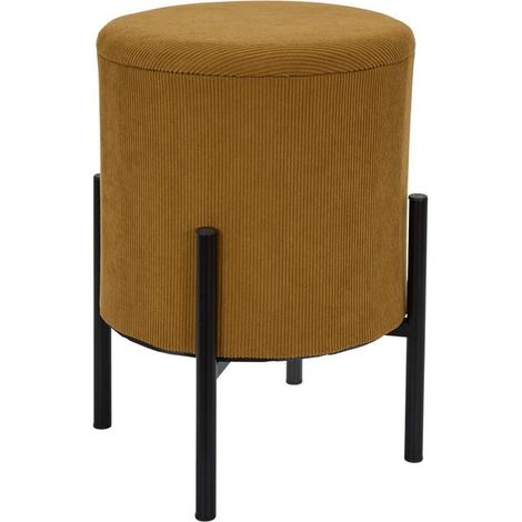 Pouf de Rangement Côtelé "Jules" 41cm Jaune (1/5)