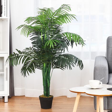 Plante Artificielle 110cm en pot Faux arbre palmier Aréca avec pot pour décoration intérieur ou extérieur, Vert CW8919 Maison Chic (1/3)