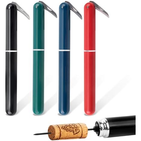 Tire Bouchon Pompe à Air 2-en-1 avec Coupe-Capsule, Lot de 4 Ouvre-Bouteille à Pression d'air Rapide pour Maison Restaurant Fête, Cadeau Amateurs Vin Professionnel
