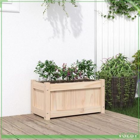 Jardinière d'extérieur - FAFEICY - 837439 - Bois de pin massif - 60x31x31 cm - Rectangulaire (1/5)