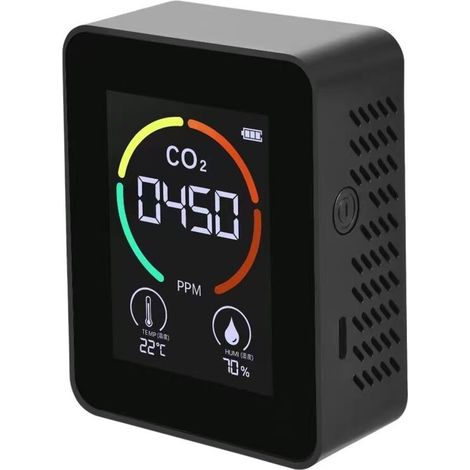 Moniteur de qualité de l'Air 3 en 1, Détecteur de CO2, Moniteur de Dioxyde de Carbone, Température, Humidité - USB - pour Maison, Bureau, Salle de Sport, Voiture (1/5)