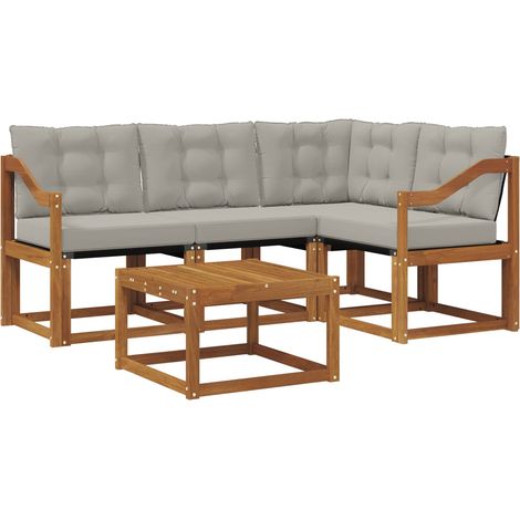Outdoor Sofa Set with Cushion 5 pcs Natural and Light Grey vidaXL (1/5)