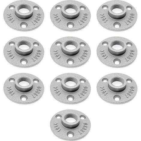 10 brides de sol en alliage d'aluminium filetées 1/2 pouce pour filetage de tuyau de 15 mm, bride de sol pour tuyau métallique, bride murale pour support d'étagère de tuyau 1/2 pouce, raccords de tuya (1/5)