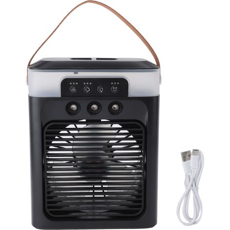Ventilateur brumisateur portable, réservoir d'eau de 400 ml, USB, diffuseur d'huiles essentielles, aromathérapie, rafraîchissement d'air pour bureau, chambre, noir (1/5)