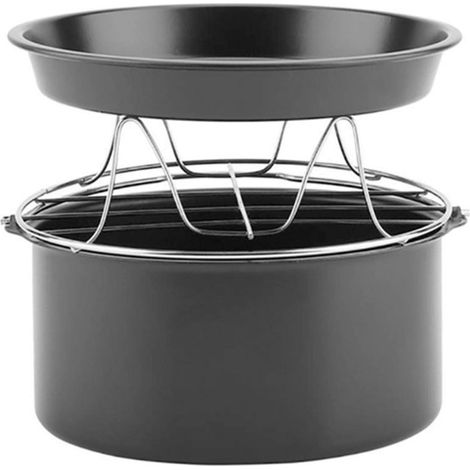 Kit d'accessoires pour friteuse à air chaud 6 pouces, kit de friteuse électrique 3 pièces, compatible avec les friteuses à air chaud de plus de 3,2 L, kit d'accessoires pour friteuse (1/3)