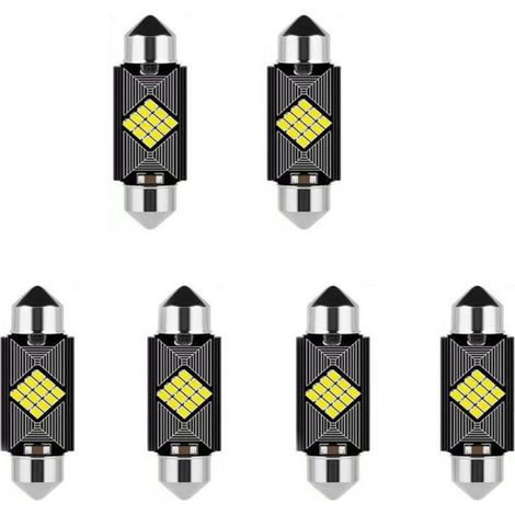 6pcs Feston 41mm C5W C10W LED Dôme de Voiture Ampoule Compatible for CANBUS Aucune Erreur Auto Intérieur Lampe de Lecture Blanc Feux de signalisation (1/5)