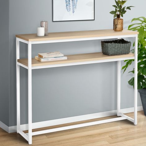 DETROIT consola doble de diseño industrial en madera y metal blanco