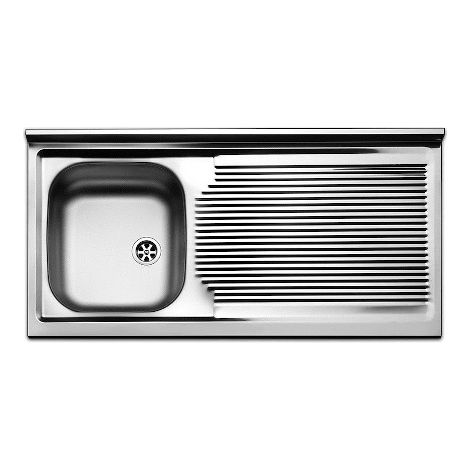 Lavello inox 100 cm da mobile Cromato Gocciolatoio a Destra