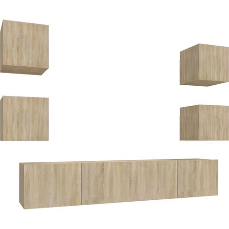 Maison Exclusive - Set di Mobili Porta TV 6 pz Rovere Sonoma in Legno Multistrato (1/5)