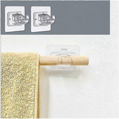 8 supports de tringle à rideaux auto-adhésifs, sans perçage, crochets réglables St bs (1/5)