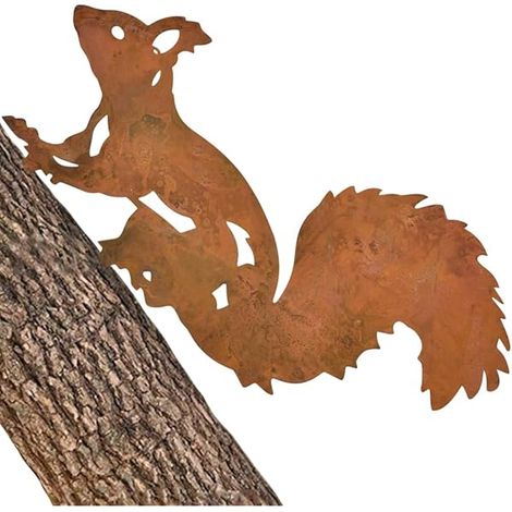 Écureuil rouillé 32 x 23 cm Piquets décoratifs pour jardin écureuil décoration de jardin en métal extérieur ornements métal pour patio jardin pelouse décoration extérieure