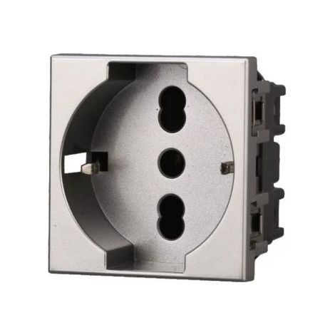 Ettroit presa Schuko tedesca 2P+T 16A Grigio Compatibile Con Bticino Axolute - AG2102