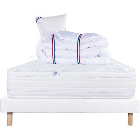 Ensemble Matelas Thermotec (24 cm), ferme, face été/hiver, Sommier(13cm),Couette, Oreiller, 90x190cm (1/5)