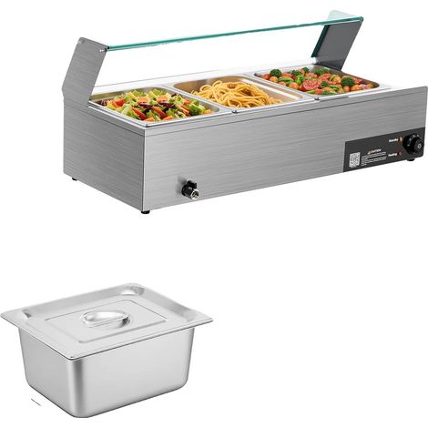 Cocina eléctrica de acero inoxidable con 3 sartenes. (1/2)
