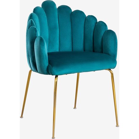 Sedia da pranzo in velluto Markina SKLUM Blu Turchese Intenso