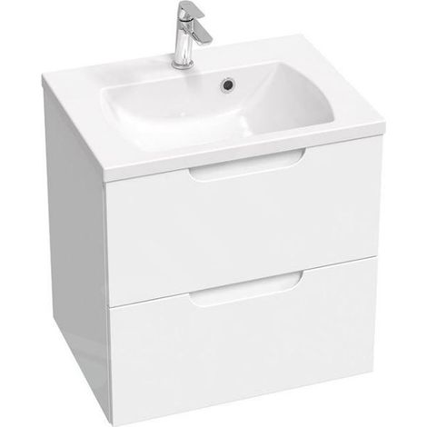 Ravak Classic II - Meuble lavabo 594x446x584 mm, 2 tiroirs, blanc brillant X000001476 (1/5)