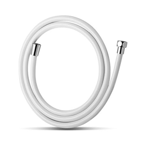 Tuyau de douche de 1,5 mètre, avec protection anti-torsion, en PVC, anti-explosion et anti-fuite, blanc.