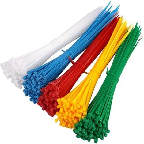 Sets mit selbstsichernden Nylon-Kabelbindern, je 1 Kabelbinder in den Farben Gelb, Weiß, Blau, Rot und Grün + 3 Packungen mit je 2 Stück (1/5)