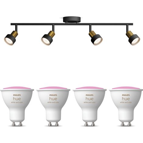 Philips Hue Conduit Aufbauspot mit 4 Lichtpunkten GU10 (Gold/Schwarz) Weißes und Farbiges Licht - White and Color Ambiance (1/5)