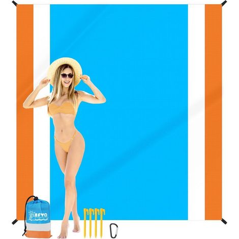 Couverture de pique-nique 200x210cm imperméable et compacte avec 4 piquets (1/5)