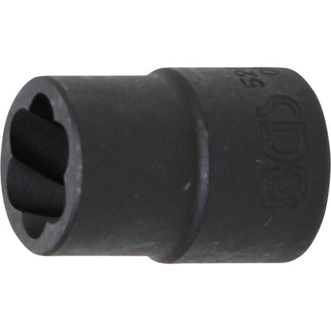 Llave de vaso de perfil en espiral / extractor de tornillos  entrada 12,5 mm (1/2")  14 mm (1/4)