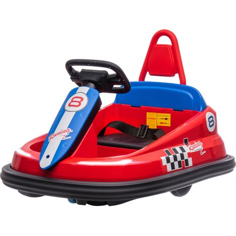 6V Electric Kids Bumper Car, 6V Spin Waltz Car, Music, Horn, Lights - Red (1/5)