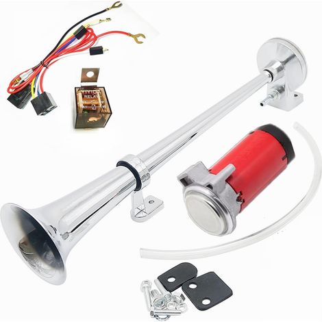 Corne 150db Air Horn enceinte de voiture Chromé 430 mm Zinc Unique Trompette Truck électrique Corne Compresseur n'importe quel 12 V Véhicules Lorrys camions trains bateaux (1/5)