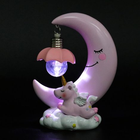 Lampe de Chevet en Résine Motif Lune et Licorne Veilleuse (1/5)