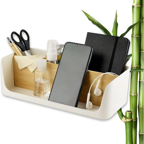 Organiseur de bureau écologique, organiseur de table, organiseur de bureau et de cosmétiques, support pour téléphone portable et tablette, porte-stylo, plateau à courrier, porte-serviettes, rangement (1/5)
