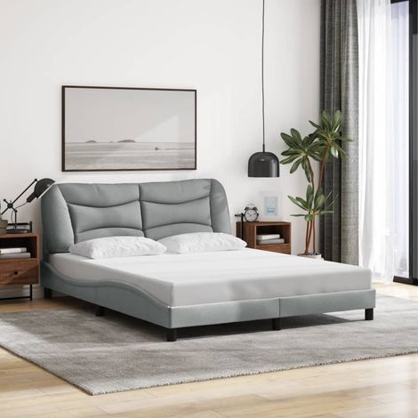 Estructura de cama sin colchón Hvar tela gris claro 160x200 cm vidaXL (1/5)