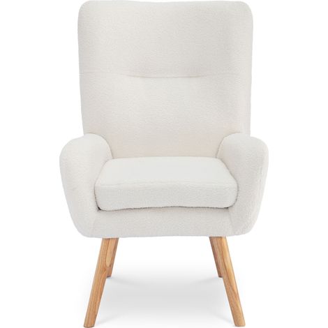 Sillón escandinavo moderno GAÏA tejido de rizo blanco
