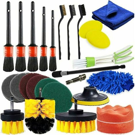 Weytoll 26-teiliges Reinigungsbürsten-Set für Bohrmaschinen, Autoinnenraumreinigungsset, Felgenbürste, für Badezimmeroberflächen, Böden, Badewannen, Autos (1/5)