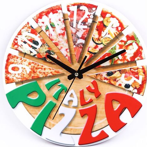 Pizza Horloge Murale Pizza Motif Horloge Chambre Horloge Murale en Bois Horloge Murale Décoratif Horloge Murale Bureau Horloge Murale Moderne Horloges Murales Horloge en Bois (1/3)