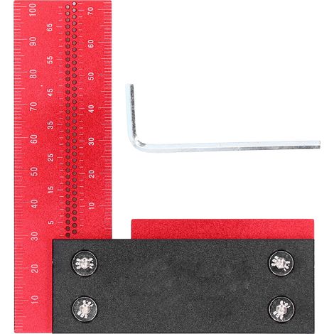 Équerre de menuiserie en aluminium 100 mm, règle d’angle L précise pour traçage et mesure de charpente. (1/5)