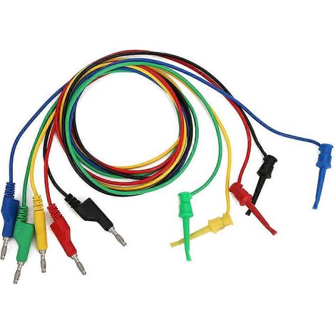 P1045 5 Stück 4 mm 1 m Stapelbare Bananenstecker auf Prüfklemmen Multimeter-Prüfleitungskabel Zubehör