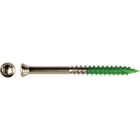 Vis terrasse Tête fraisée TORX T25 5,5X60 Filetée sur 32 Inox A4 antifriction Vert - 1 pièce (1/2)